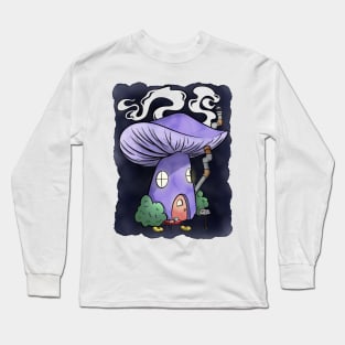 Purple Mushroom House Long Sleeve T-Shirt